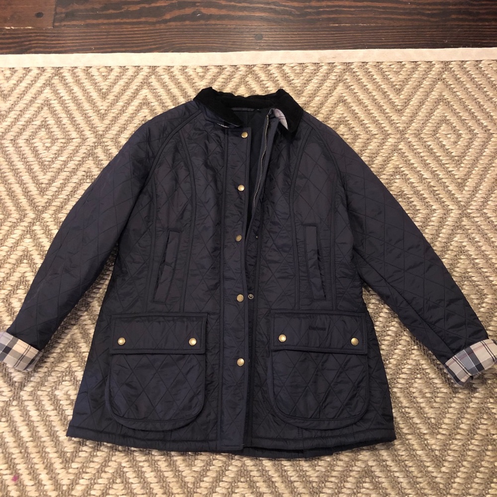 Women’s navy quilted Barbour jacket